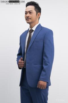 Bộ Suit Xanh Gân Nhạt Vegoc Classic Fit TGS184